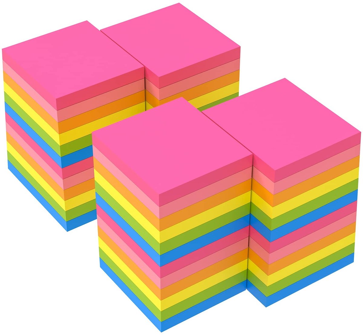 SolidKeus - 48 Stuks Sticky Notes 76 x 76 mm in 6 Kleuren
