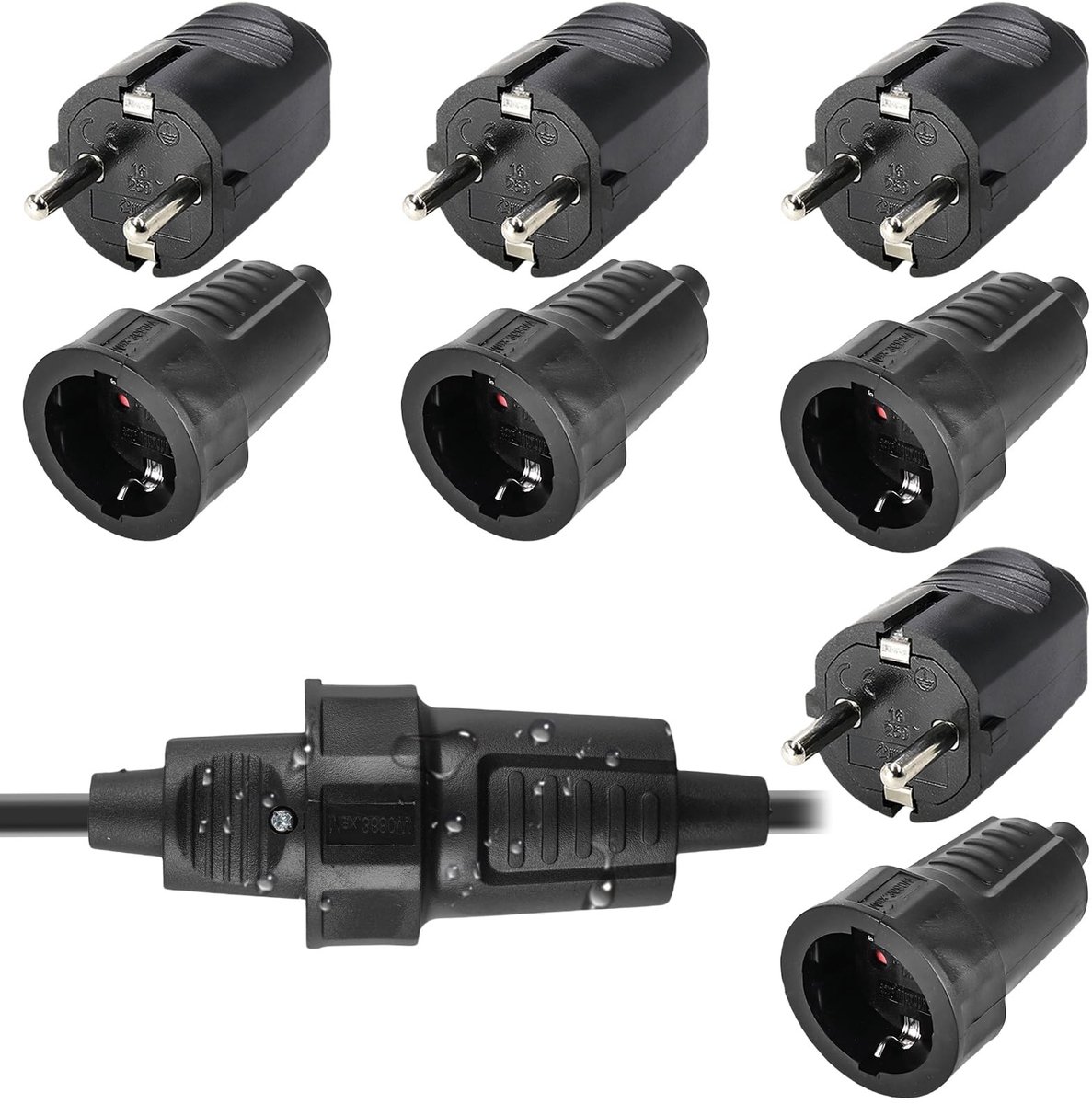 SolidKeus - Set van 4 Schuko Stekkerkoppelingen IP54