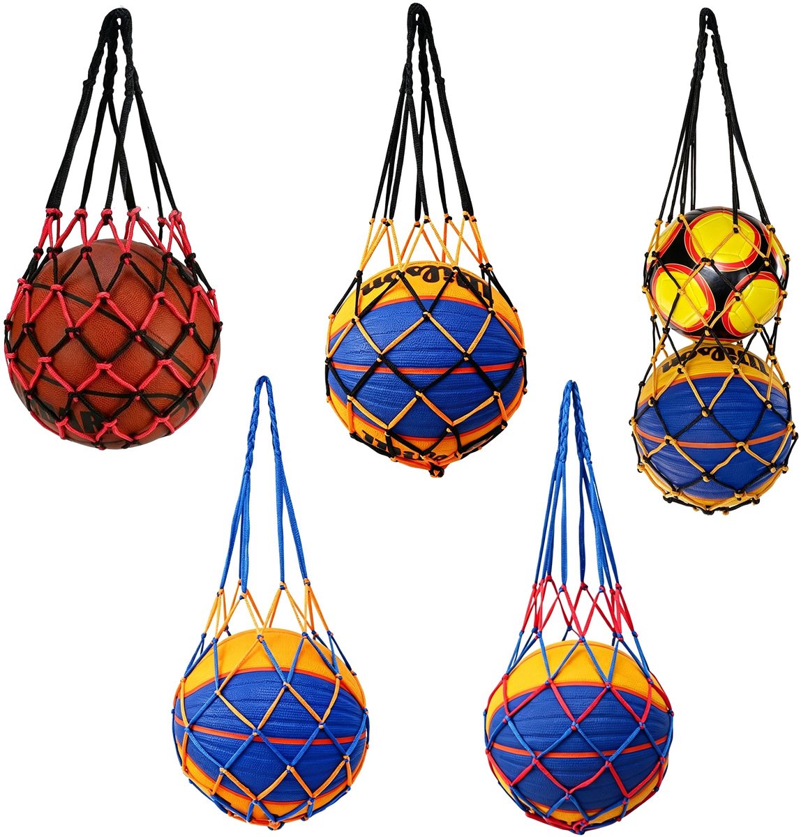 SolidKeus - Set van 5 Sport Ballen Netzakken voor Voetbal en Basketball