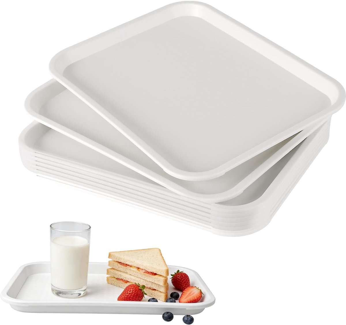 SolidKeus - Set van 8 Plastic Dienbladen voor Restaurants en Cateraars
