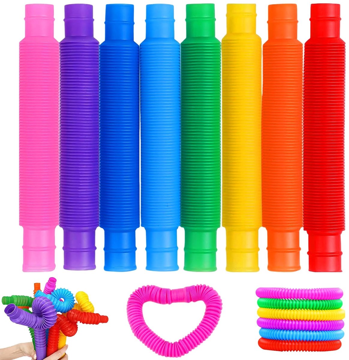 SolidKeus - Set van 24 Mini Poptubes, Kleurrijke Sensory Speelgoed