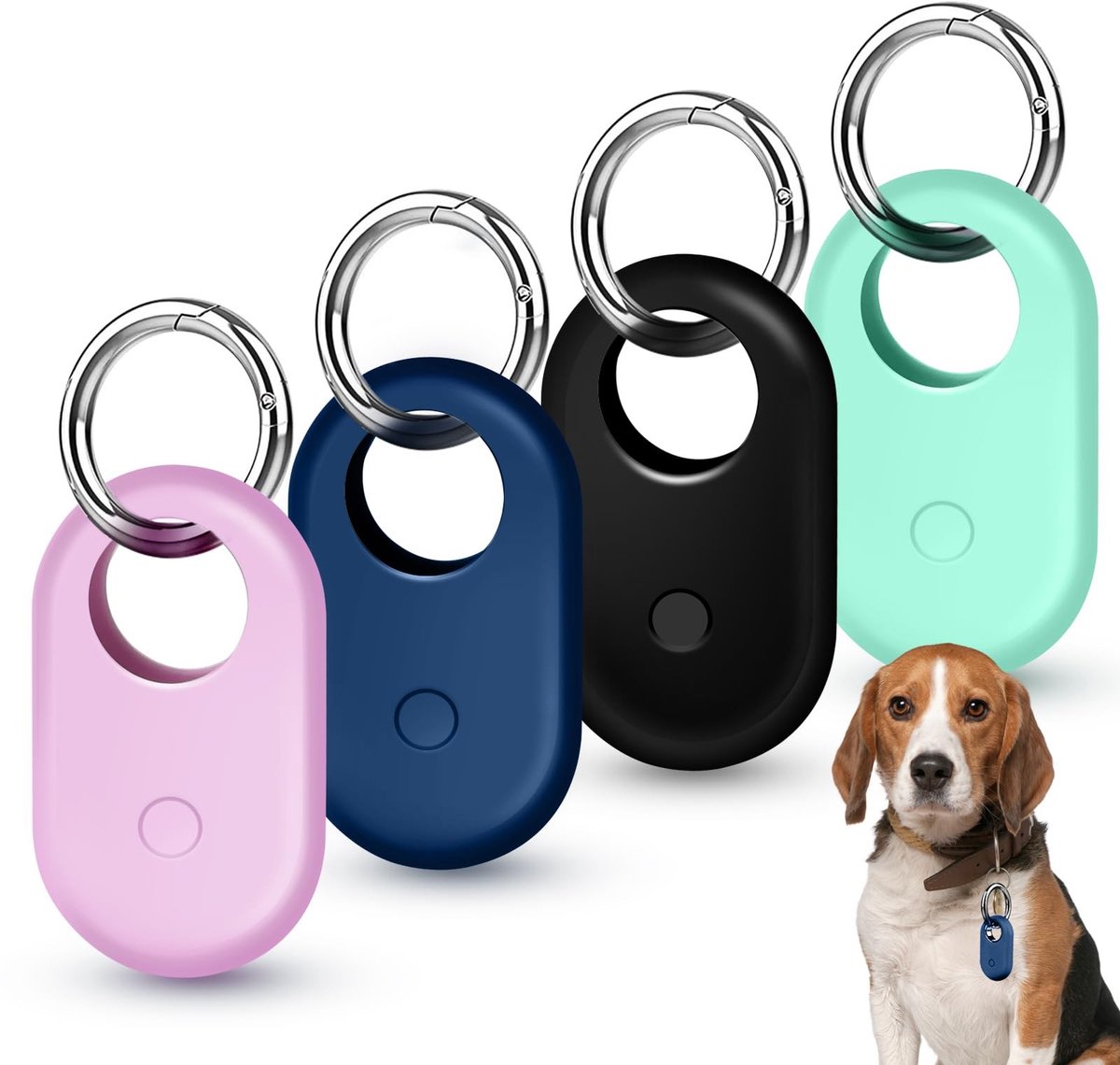 SolidKeus - Set van 4 Silicone Beschermhoezen voor SmartTag met Sleutelhanger