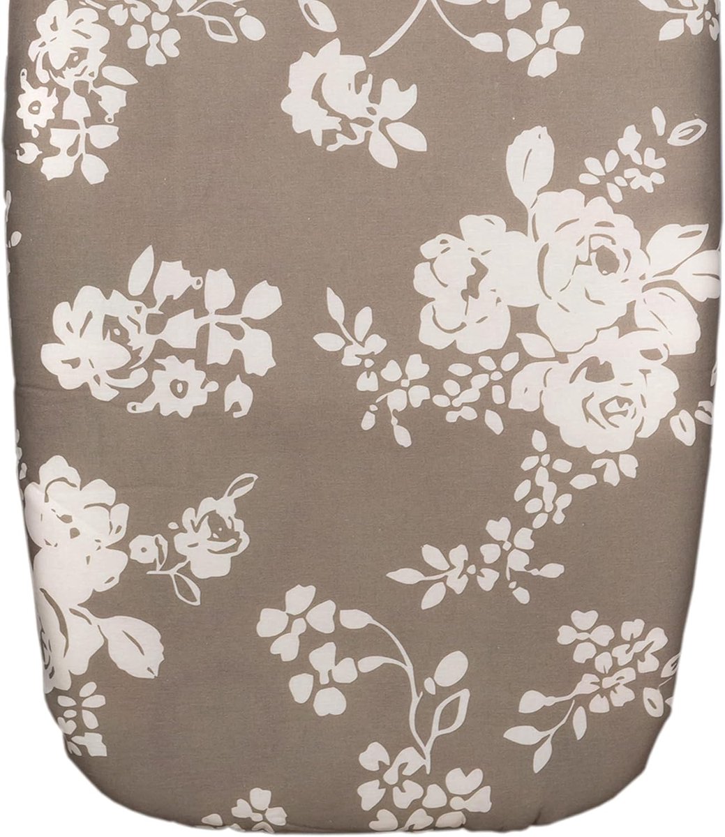 Gewatteerde strijkplankhoes van katoen met bloemenprint | 140 x 60 cm | Grijs