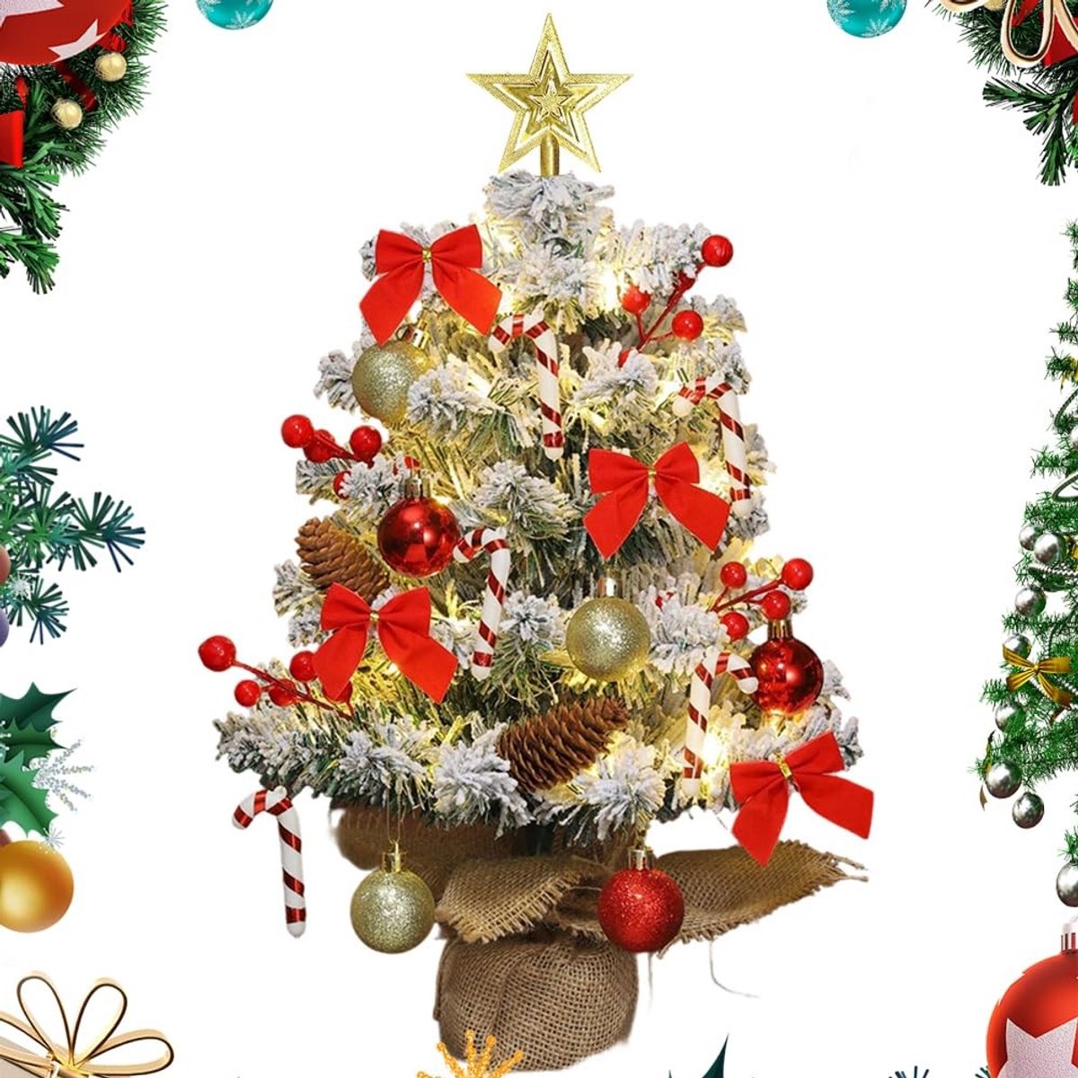 SolidKeus - Mini Kunstkerstboom met Lampjes 45 cm voor Tafeldecoratie