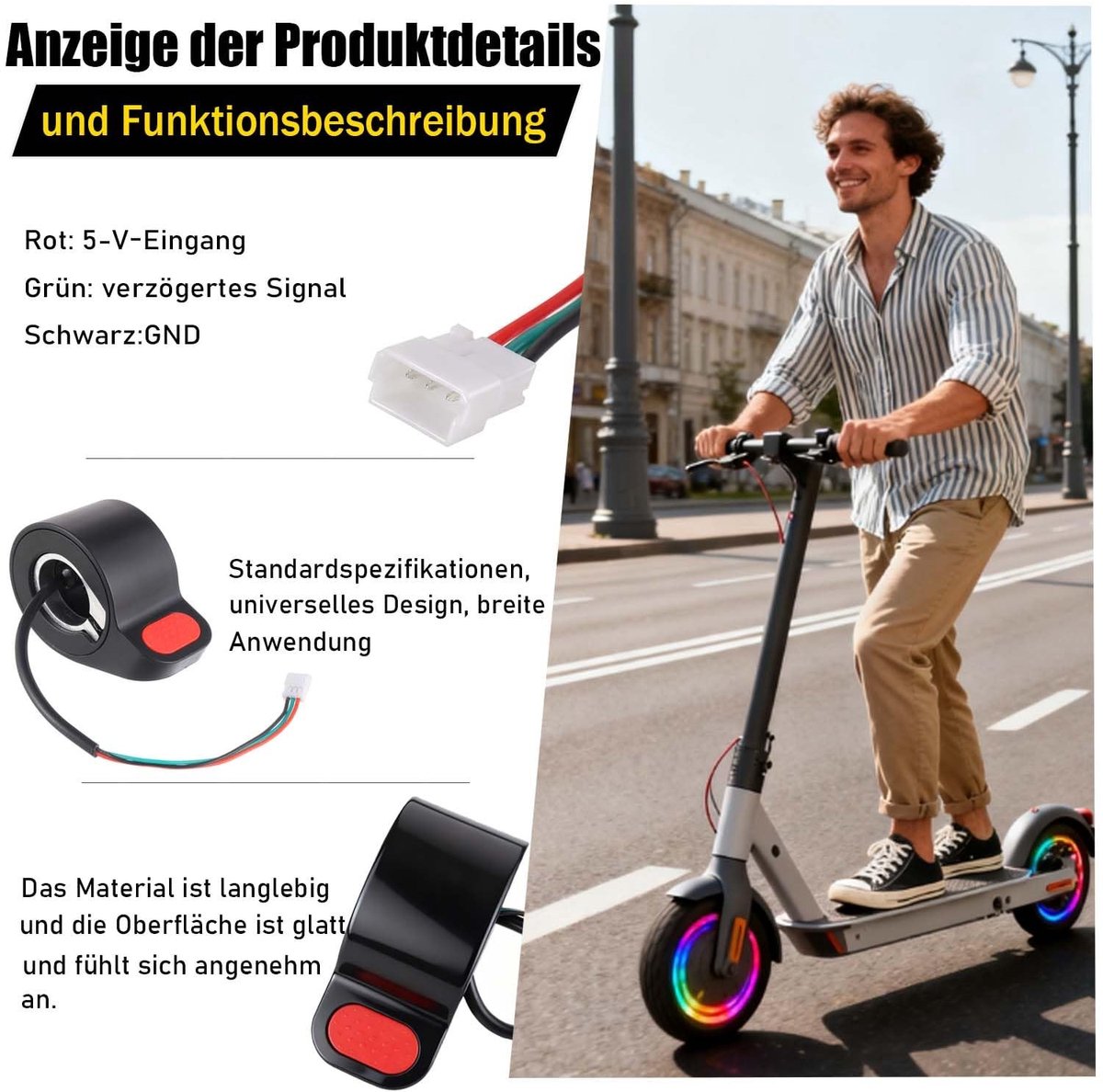 SolidKeus - Thumb Throttle voor Elektrische Scooter, Geschikt voor Xiaomi M365 en Pro