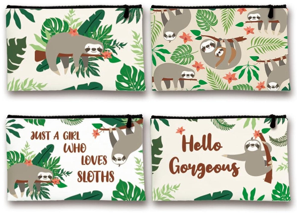 SolidKeus - Set van 4 Canvas Make-uptassen voor Vrouwen