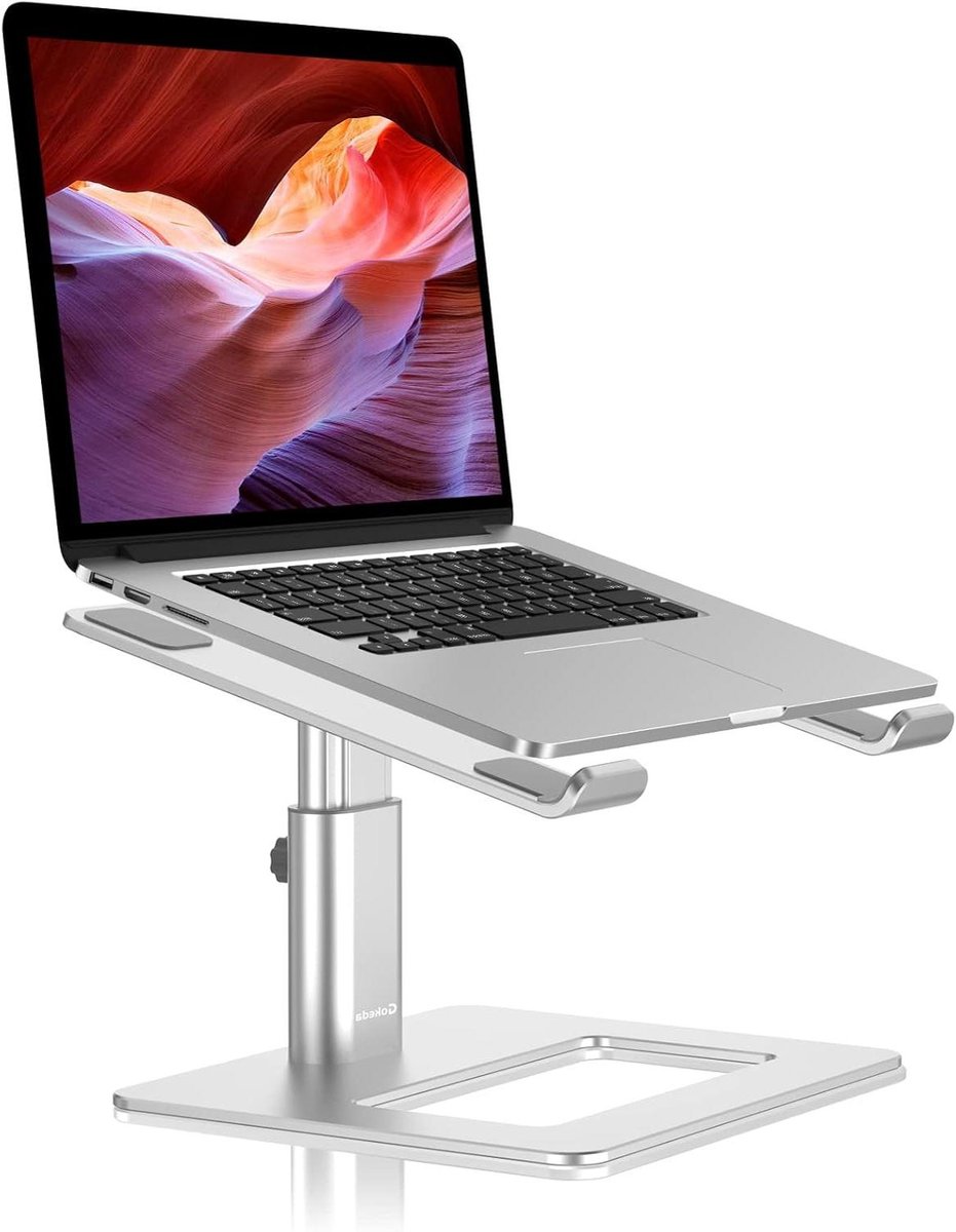 Laptopstandaard Bureau - Verstelbare Verhoger - Ergonomisch Werken - Stevige Aluminiumlegering - 11-17 inch - Zilver