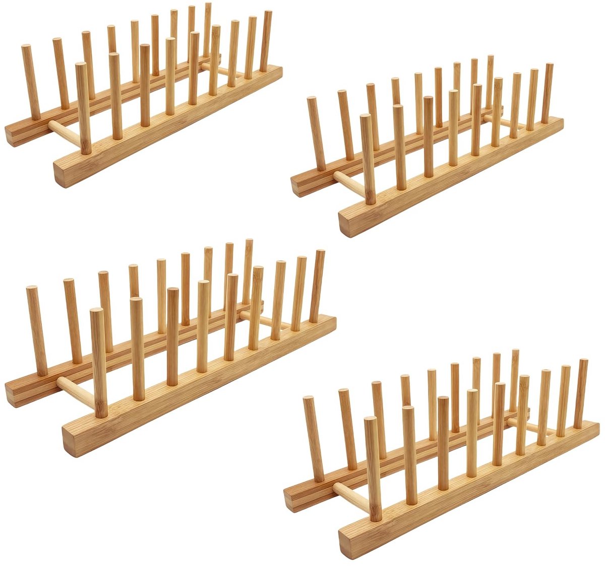 SolidKeus - Bamboo Plate Rack voor Keuken met 4 Slots