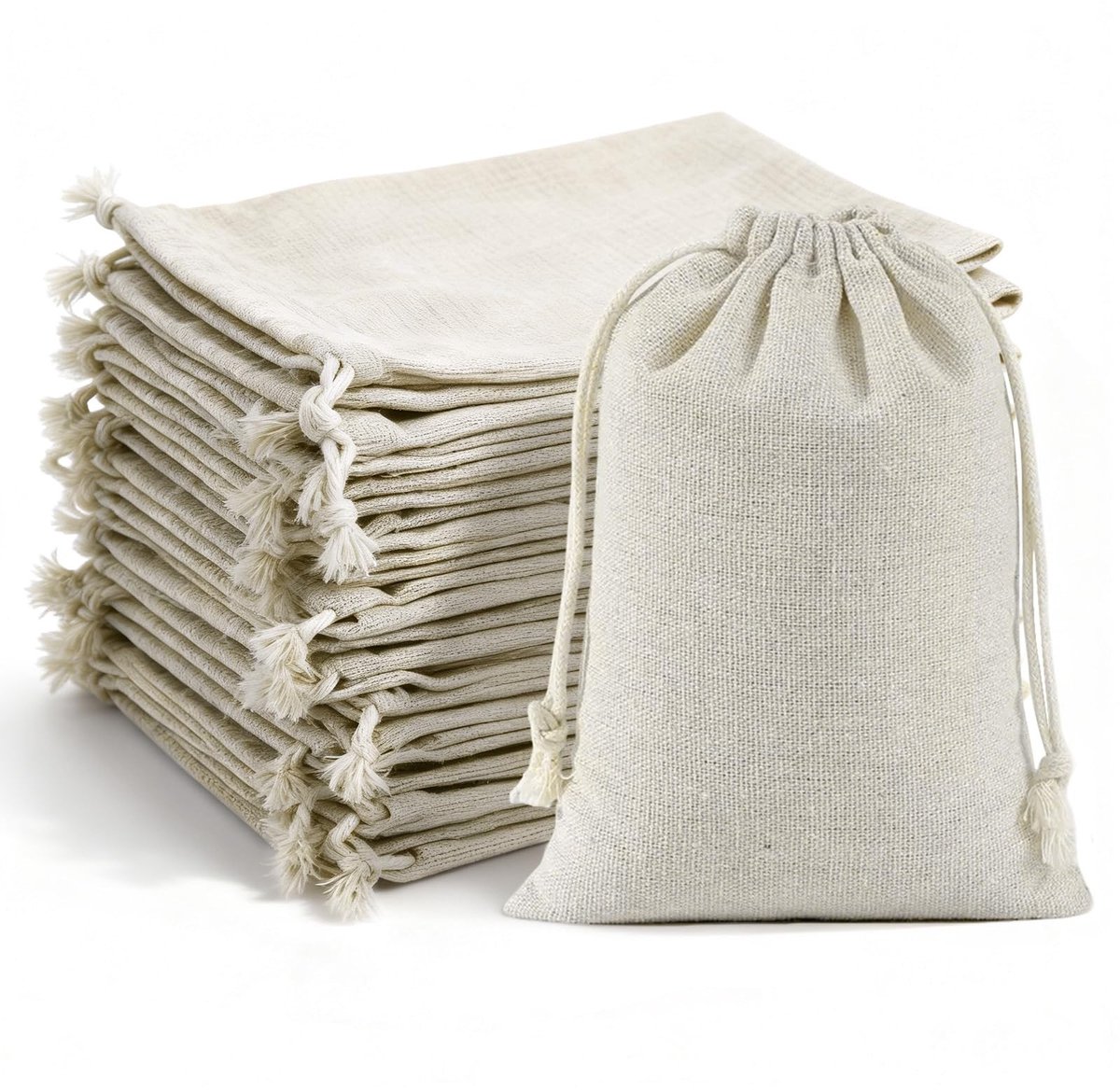 SolidKeus - Set van 30 Katoenen Zakjes met Trekkoord voor Cadeaus en Knutselwerk