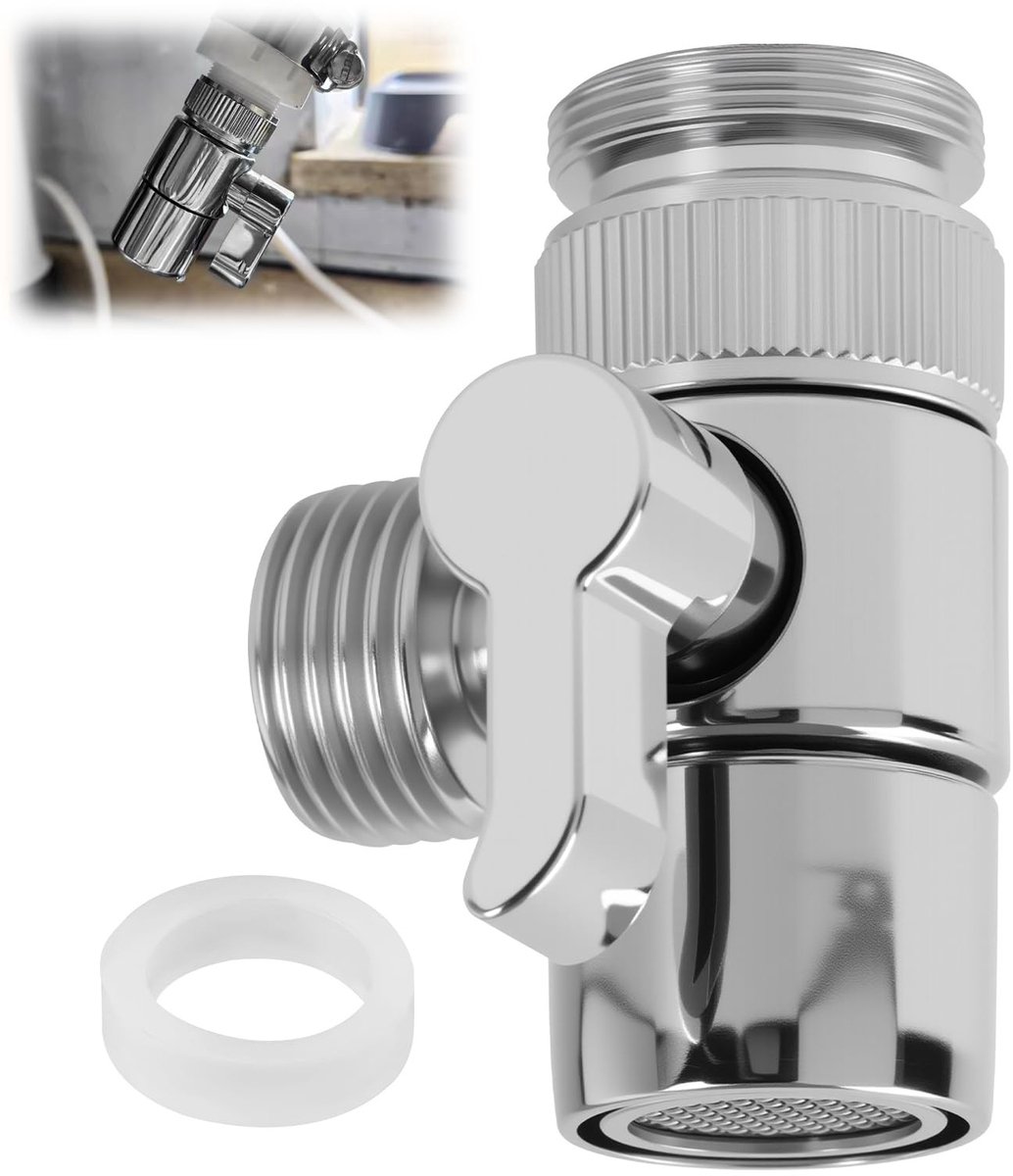 SolidKeus - 3-Weg Omleidingskraan met Adapter voor Keuken en Badkamer