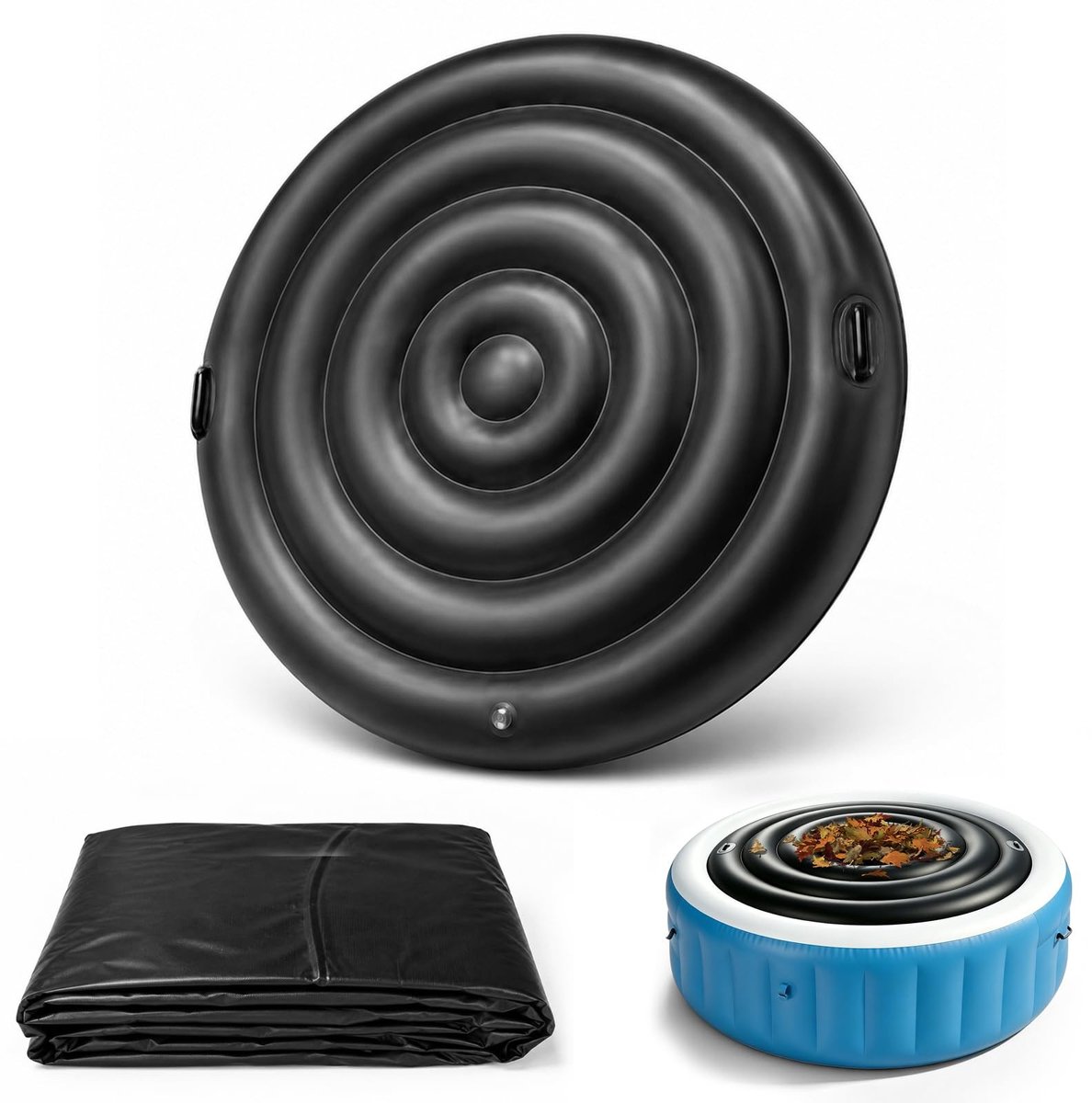 SolidKeus - Opblaasbare Whirlpoolafdekking met Handgrepen, Rond
