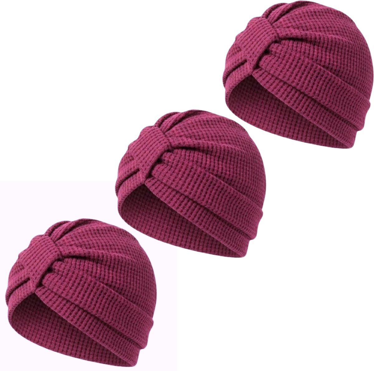 YUBBI 3 Stuks Bonnet Slaapmuts - Elastische Hoofdband - Nachtmuts - Haarverzorging - Roze