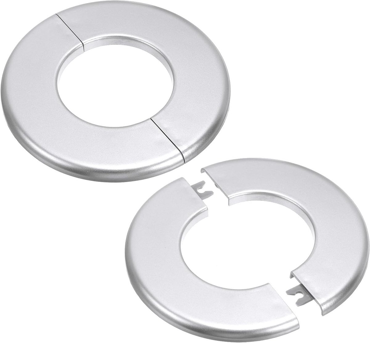 Muur splitflens 64 mm (2,52 inch), 2 stuks ABS ronde zelfklevende rozet plaat gesp waterpijphoes voor keuken badkamer arm pijp kraan decoratie, zilver