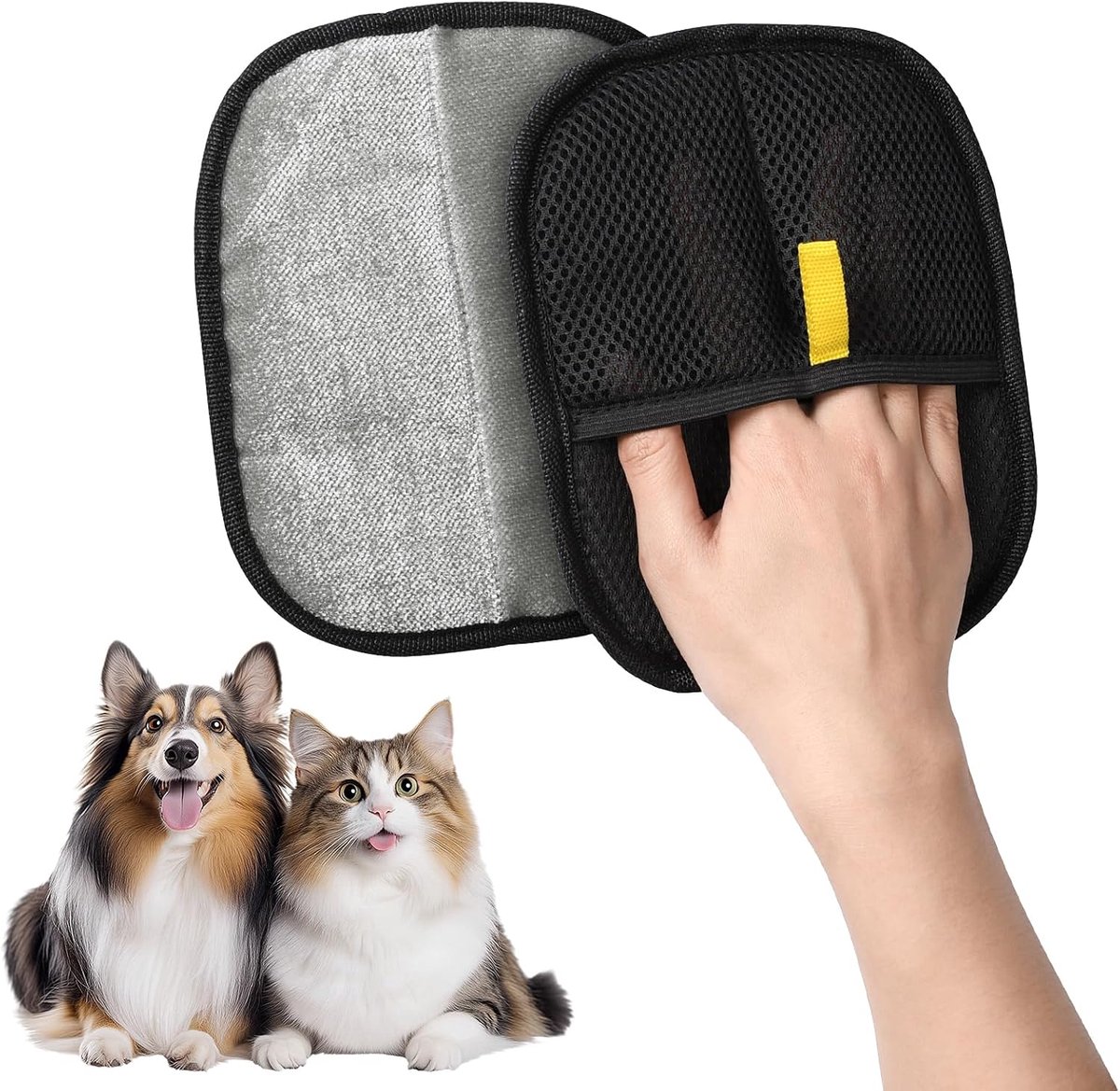 2 stuks dierenhaarverwijderhandschoen voor hondenhaar en kattenhaar, nieuw, verbeterde, vergrote en verdikte vacht, magnetische handschoen voor het verwijderen van dierenharen, voor het wassen van