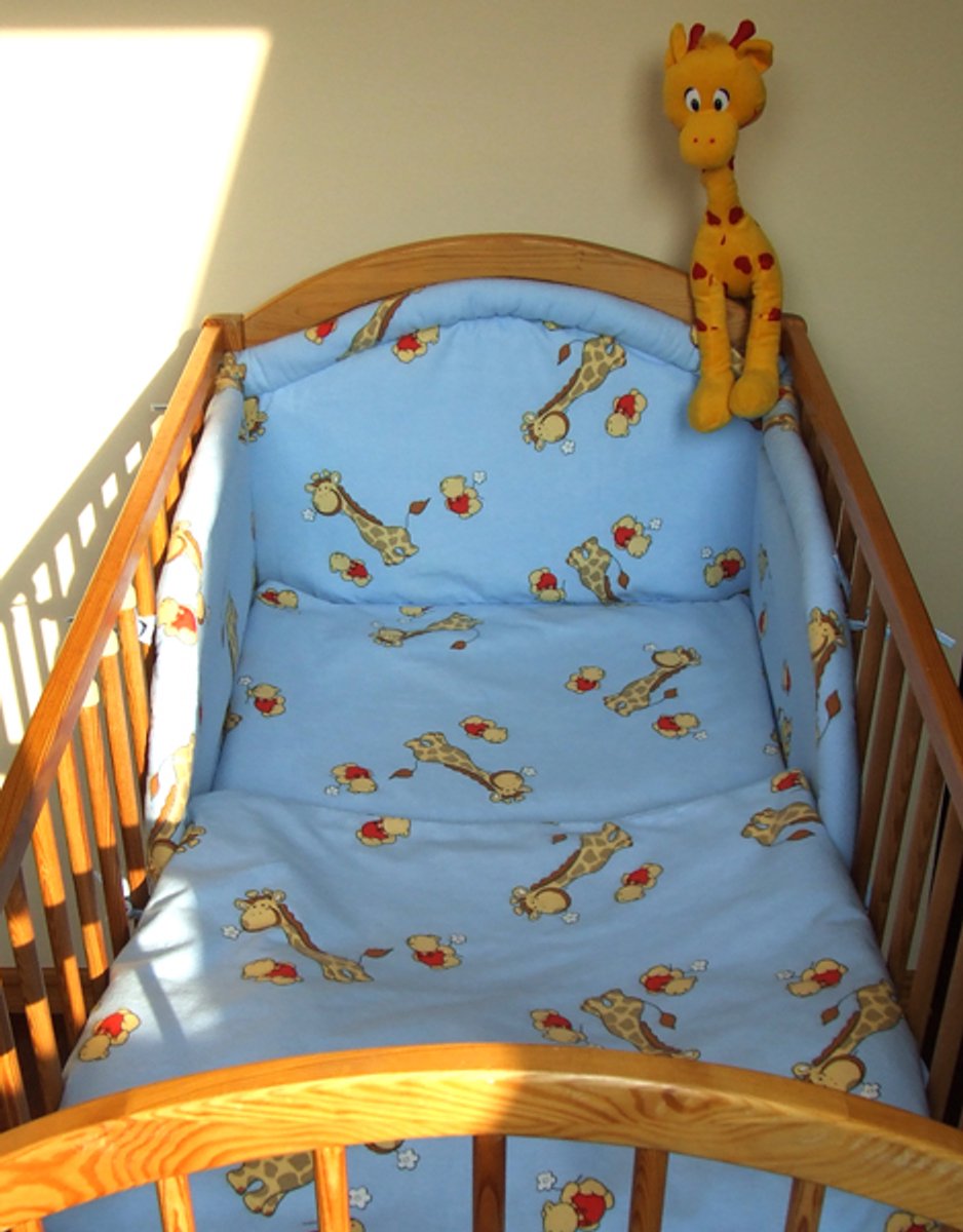 Kinderbeddengoed Flanel 2 Delig 135x100cm Blauw met Girafen