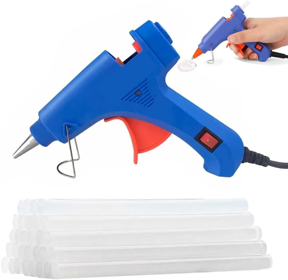 Lijmpistool,Mini Hete Lijm Gun,Mini-lijmpistool voor knutselen,20W met 30 Stick 7 mm lijmpistoolsticks,Gebruikt voor DIY en snel onderhoud van kleine ambachten thuis en school