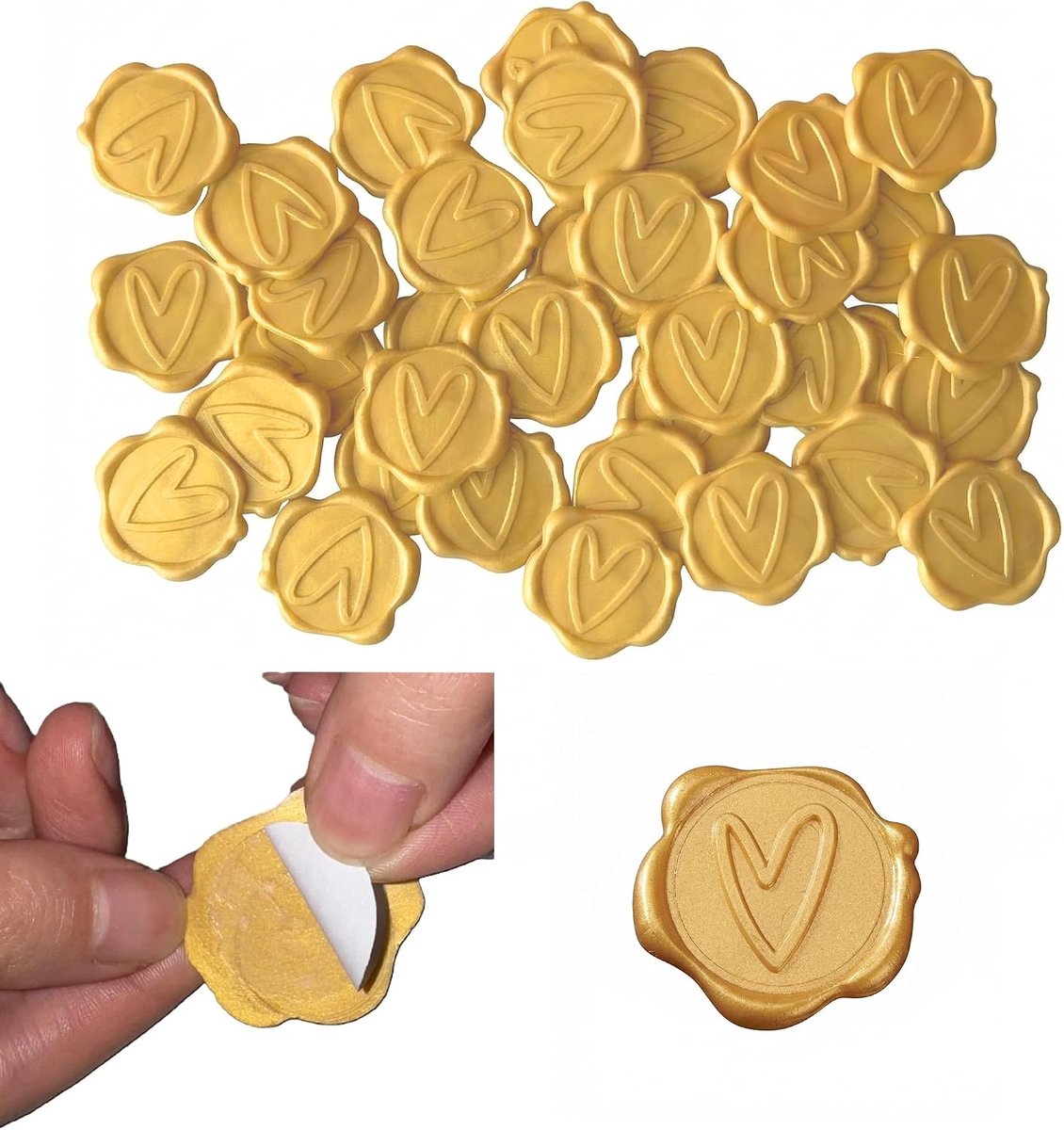 Zegels – Lakzegelstickers voor enveloppen, huwelijksuitnodigingen en brieven – Goudkleurige lakzegels in retrostijl DIY