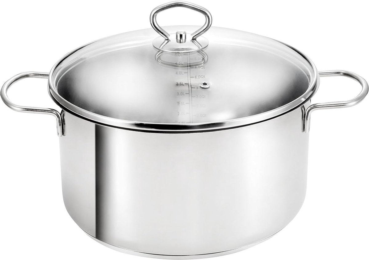Vleespan Mercurius (pan Ø 24 cm) 4 liter kookpan van roestvrij staal met literschaal