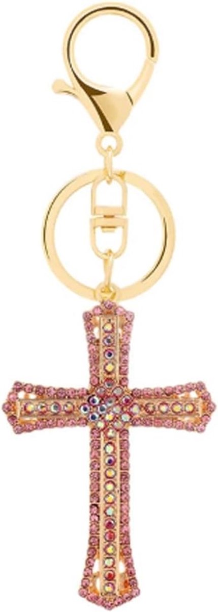 Sleutelhanger Strass Kruis Hanger Sleutelhanger Iced Out Metalen Sleutelhanger Charm Sieraden Kerst Verjaardag Cadeau Sleutelhangers Sleutelhanger Houder voor Mannen en Vrouwen