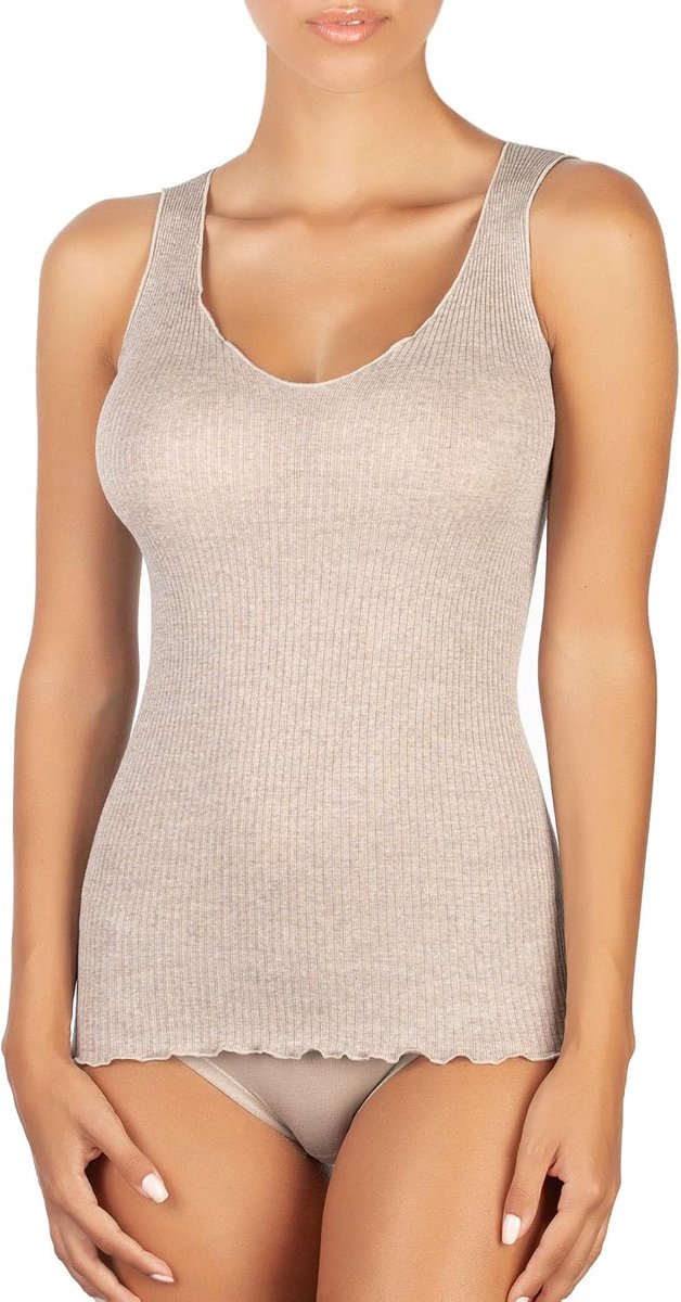 Luxe wol zijde V-hals tank top. trots gemaakt in Italië. (Art.1492)