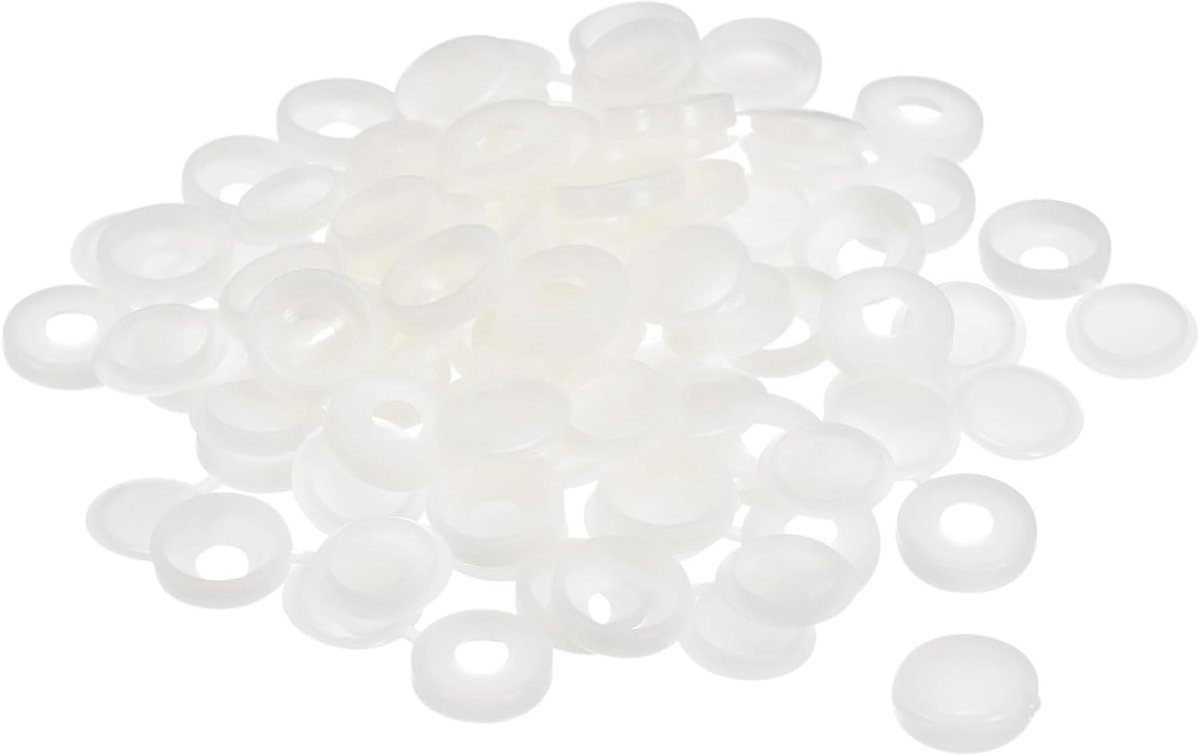 Sourcing map 200 stuks 5 mm scharnierende schroefdeksels plastic inklapbare schroef klikdeksel sluitring beschermhoes voor M3, M4 M5 schroeven, warm wit