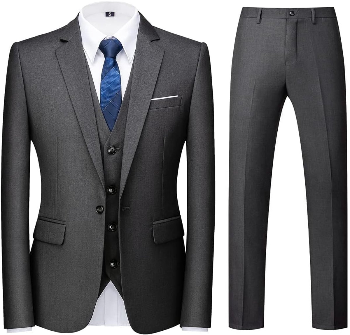 Pakken 3-delig slanke pasvorm met één knoop smoking blazer jas broek set