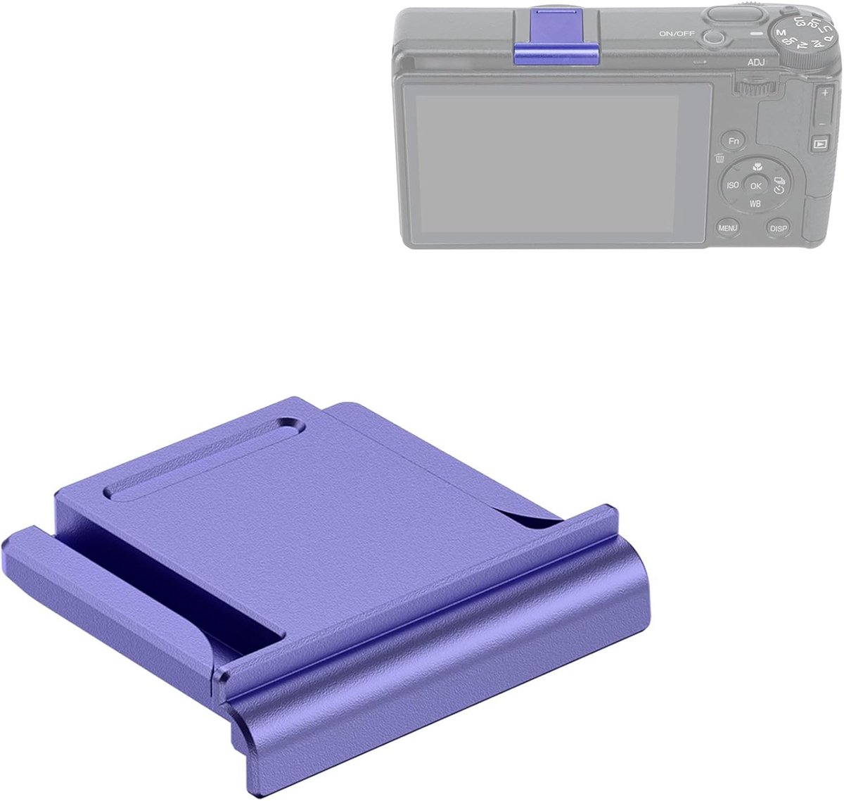 Speciale metalen hot shoe cover voor Ricoh GR IV HDF GRIV Monochroom digitale camera, GR4 duurzame hot shoe beschermer met anti-slip siliconen pad, Paars