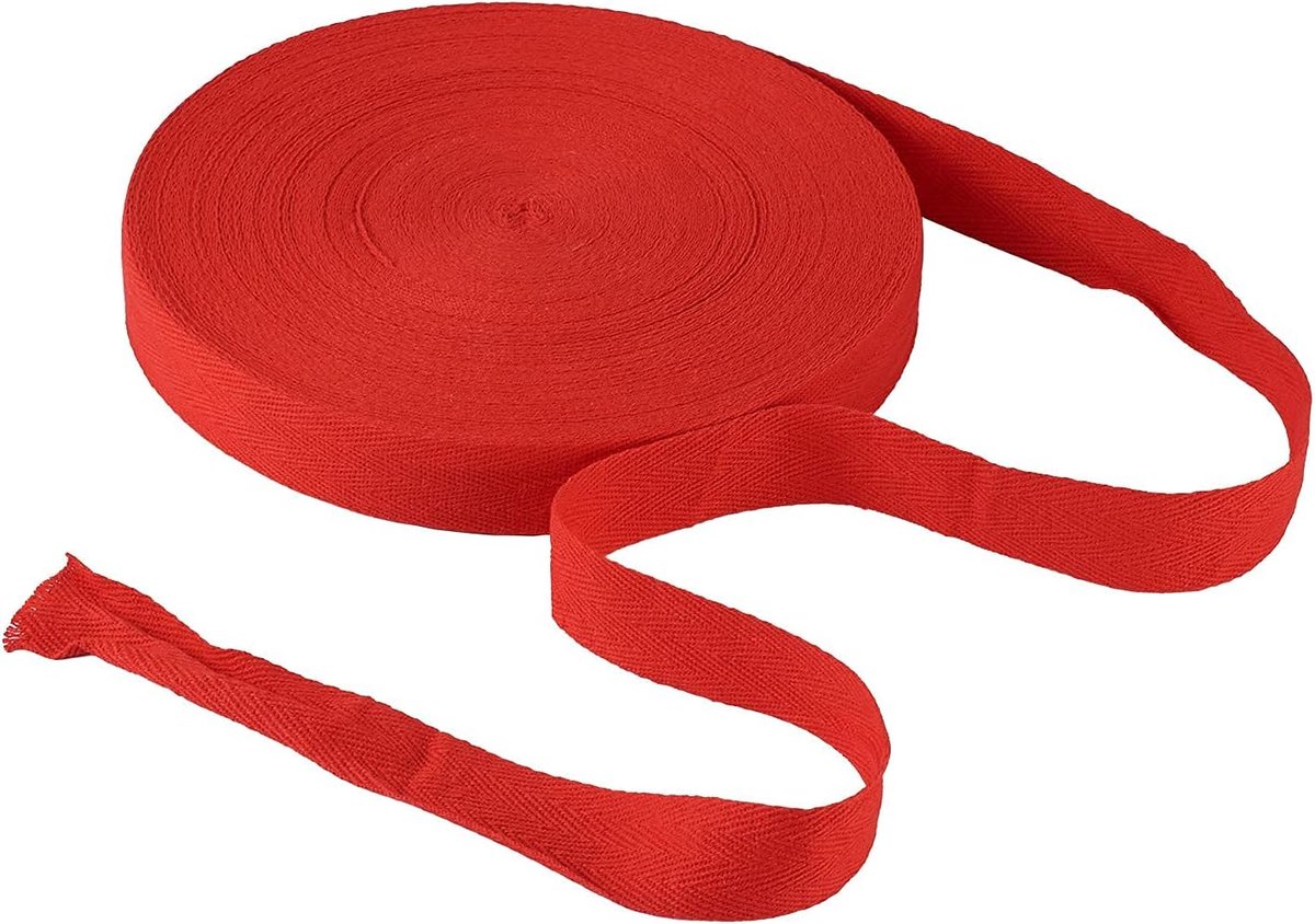 45 meter 25 mm katoenen vlaggenlijn tape rode keperband visgraat linten voor naaien dressmaking veranderingen ambacht