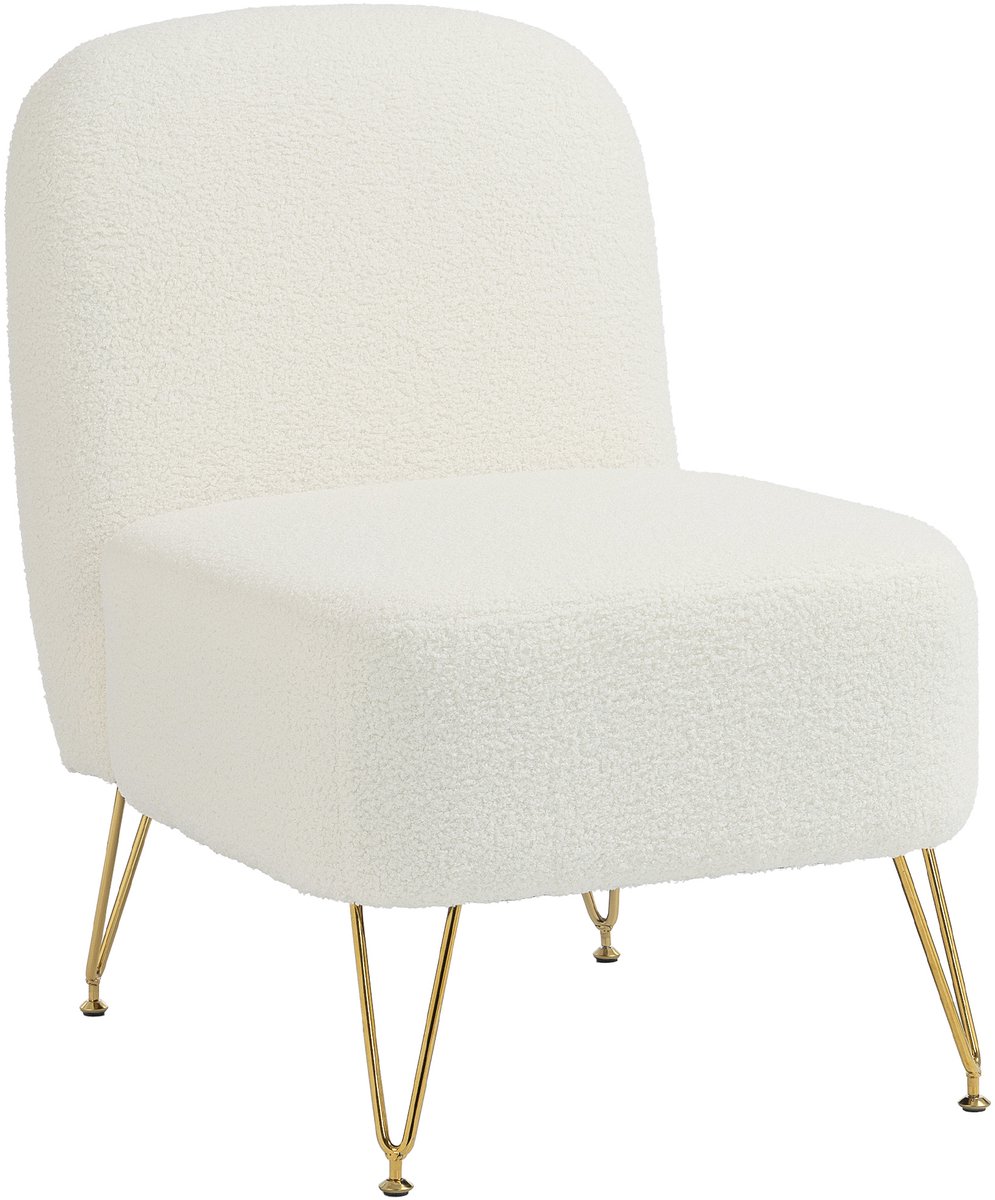 Moderne fauteuil zonder armleuningen stof bouclé wit