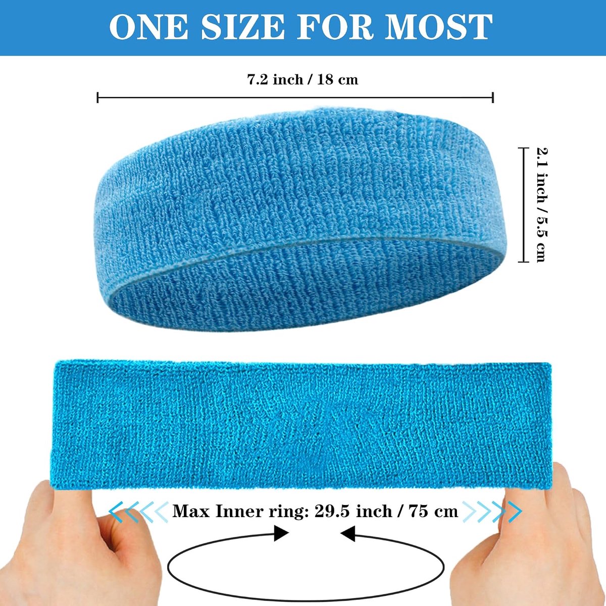 1 stuk - Zwet handdoek hoofdband - Anti-zweet hoofdband - Sport zweet band - geschikt voor sport fitness - 19 * 5.5cm - Lichtblauw