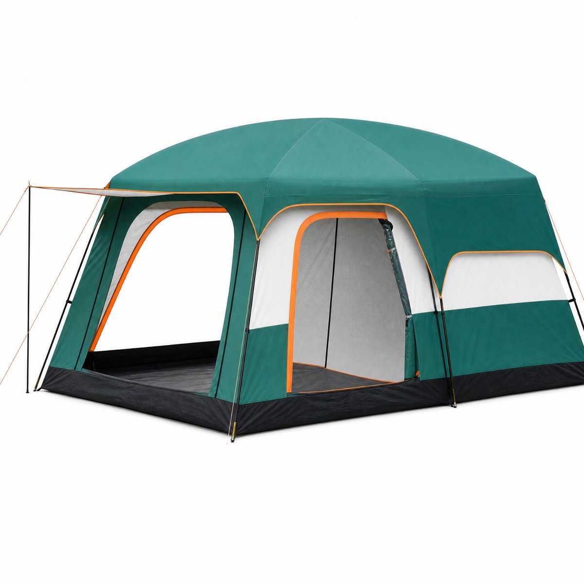 Atlasyx kampeertent - Camping tent - Tunneltent - Familietent - Grote tent - 6-8 personen - 2 slaapcabines + woonkamer - Groen
