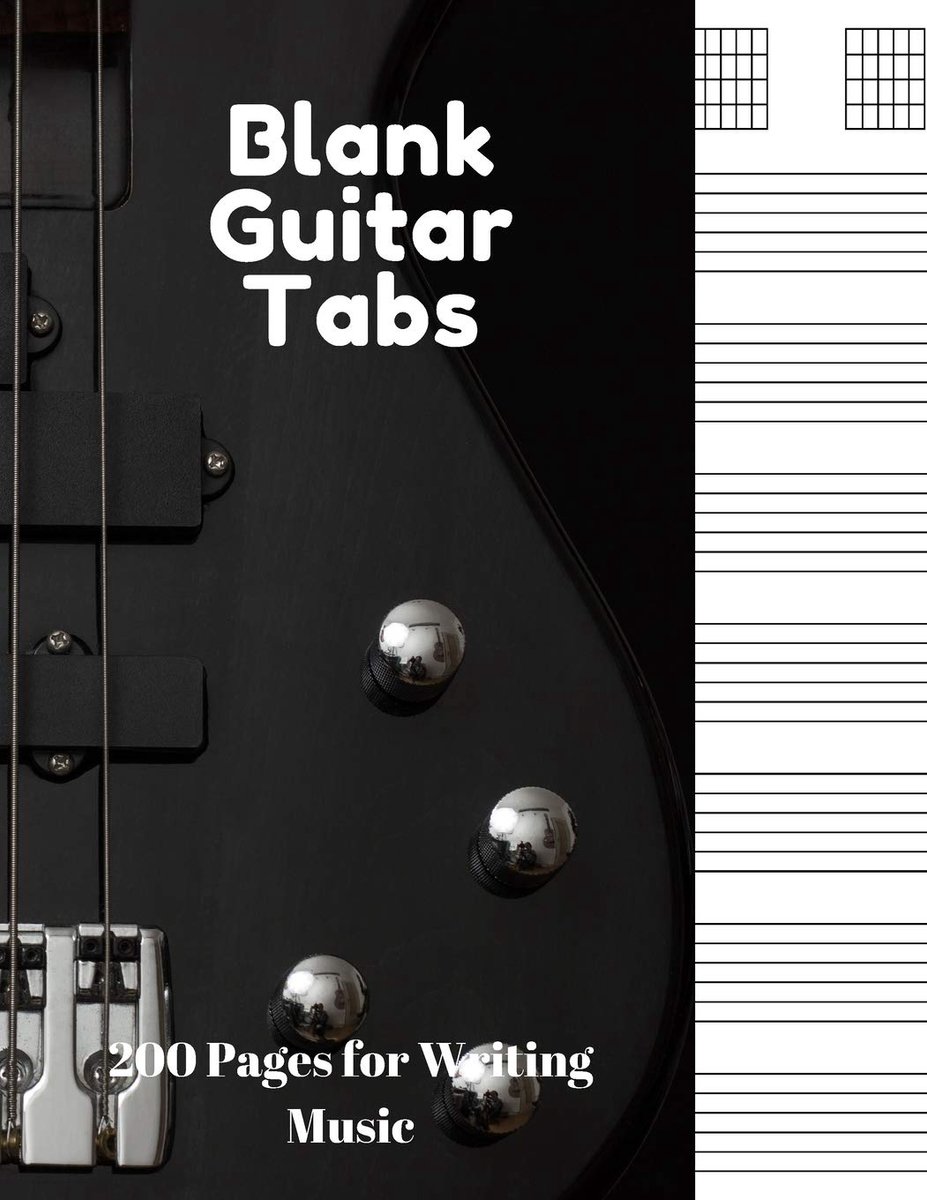 Guitar Tabs: 200 Pages of Guitar Tabs with Six 6-line Staves and 7 blank Chord diagrams per page. Write Your Own Music. Music Composition, Guitar Tabs 8.5x11