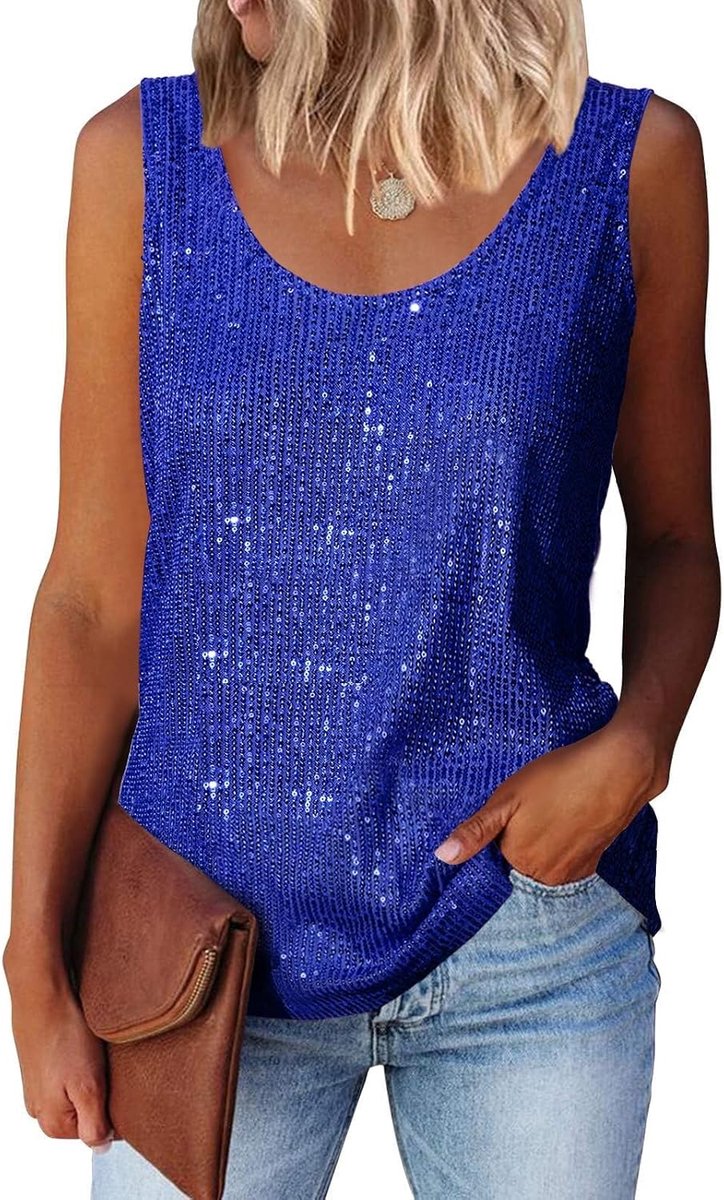 Pailletten mouwloze top vesten sprankelende tops