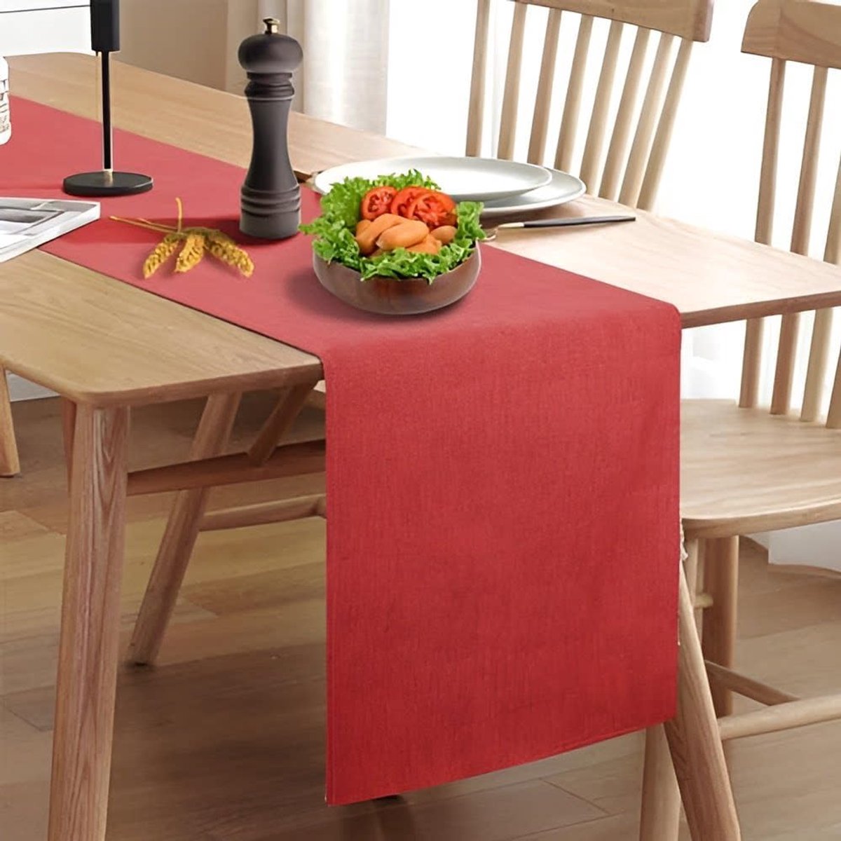 Tafellopers, Dikke Boerderijstijl Tafelband, Kastenrunner, Rustieke Tafelrunner voor Keuken, Eetkamer, Slaapkamer, Woonkamer(183cm, Rood)