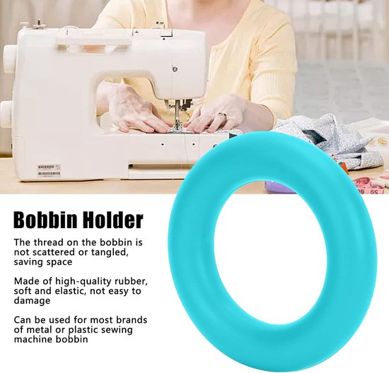 Spoelhouder Set voor Naaimachine - 133mm Diameter Lichtblauw - Rubberen Ringen voor Metalen en Kunststof Klossen - DIY Naai Organisatie Hulpmiddel voor Naaisters en Quilters — afbeelding 3