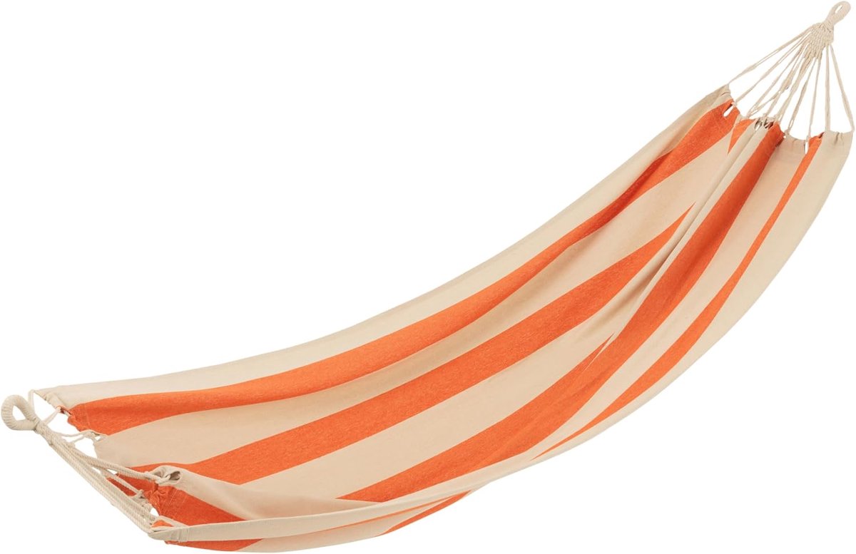 Hangmat grote strepen katoen/polyester oranje/ecru