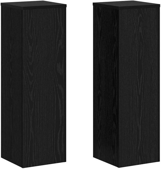 Plantenstandaard, set van 2, zwart, eikenlook, 25 x 25 x 80 cm, bloemenstandaard voor binnen en buiten, plantenzuil met modern design, eenvoudige montage — afbeelding 5