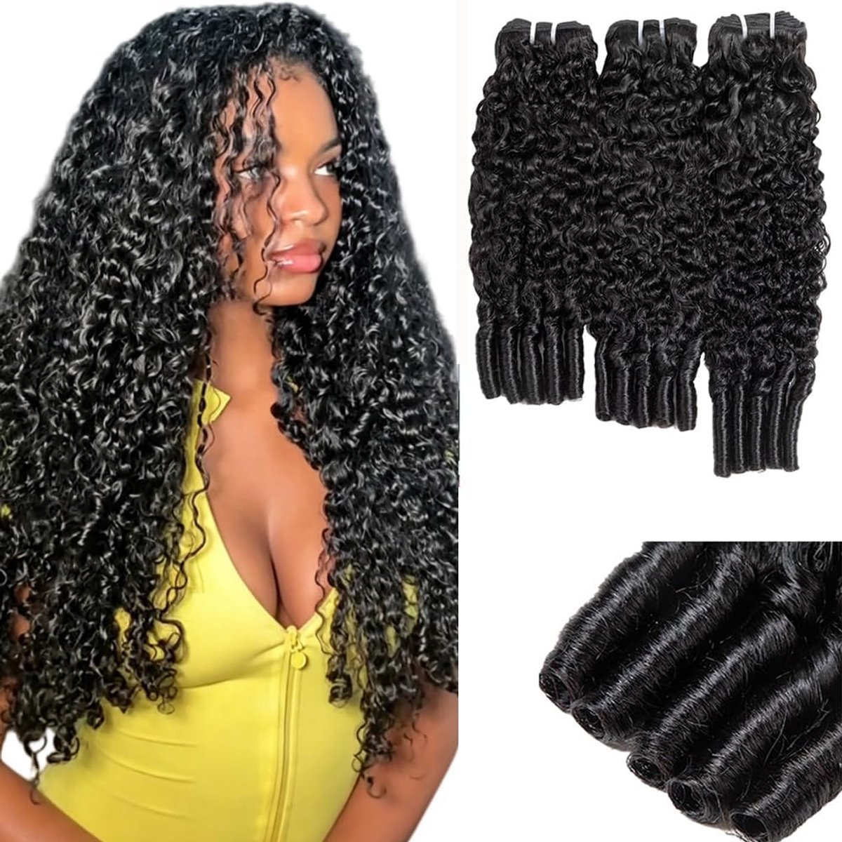 30 32 34 Inch Human Hair Bundles Menselijk haar verlenging #1B Natural Black Color Burmese Curly Echthaar Tressen Human Hair Extension 3 Bundles Totaling 300 Grams