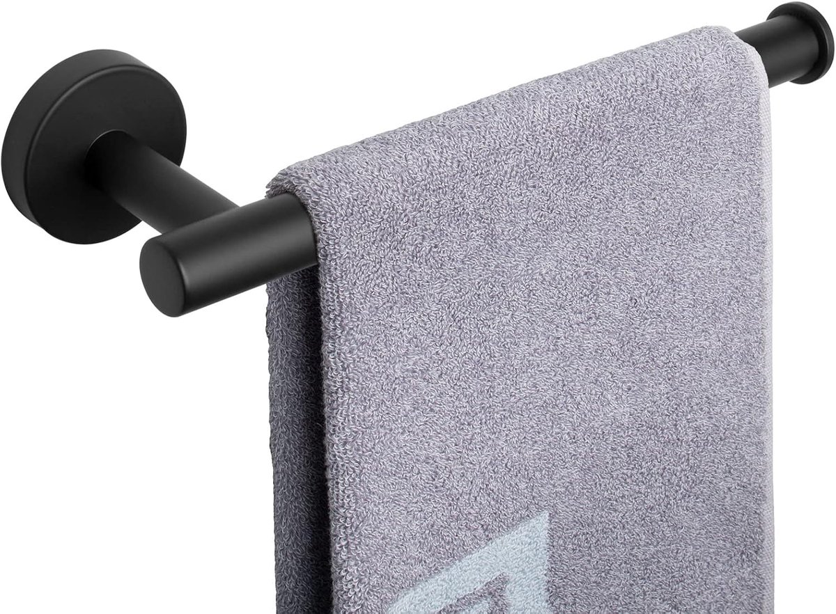 Handdoekhouder/handdoekring, dikker SUS304 roestvrijstalen handdoekstang voor badkamer, roestvrij wandmontage handdoekrek, moderne badaccessoires, 22,5 cm (matzwart)
