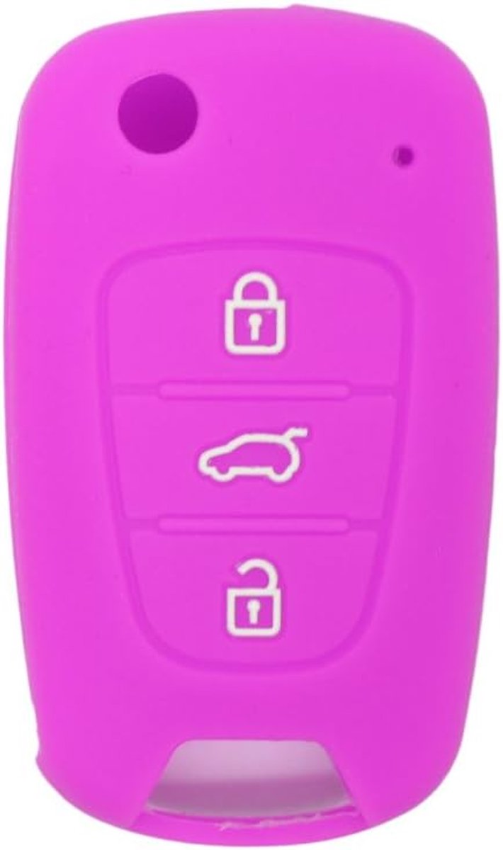 Cover Protector Case Skin Jacket fit voor HYUNDAI KIA 3 Button Flip Remote Key Fob CV2152 Paars