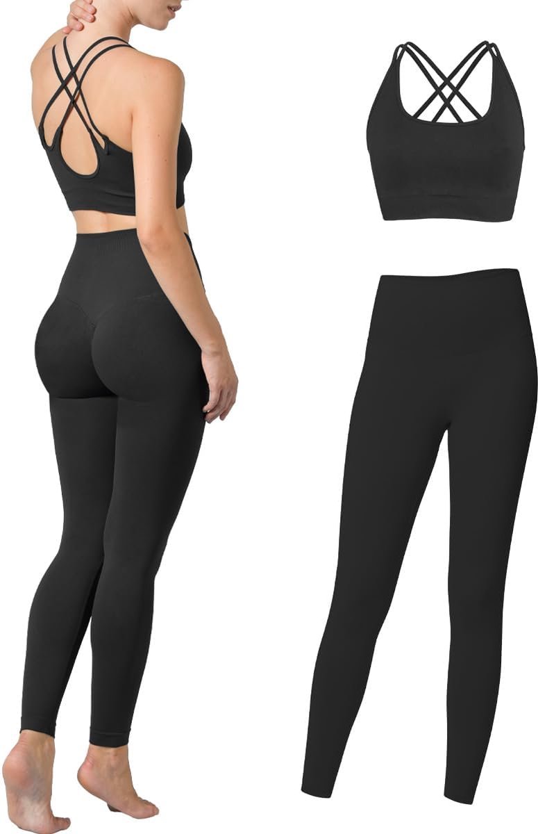 Leggings voor dames, sportlegging voor dames, hoge taille, naadloos, damesbroek voor zomer, yoga en fitness, 100% Made in Italy, Zwart, L/XL