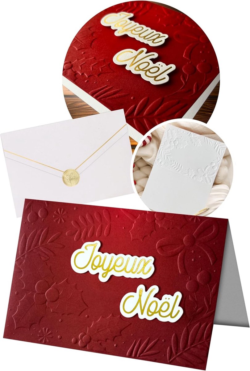 Coon Kerstkaart 3D Joyeux Noel – Premium kerstkaart met envelop van premium papier en zegelsticker – voor partner, familie & vrienden – 17 x 11,5 cm