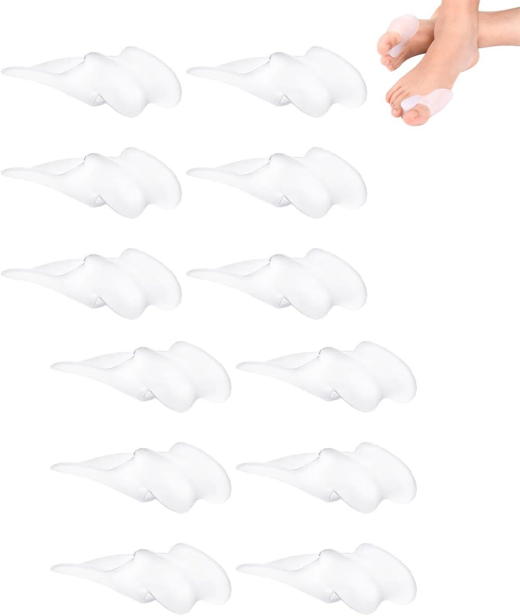 6 paar hallux valgus corrector van siliconen, teenspreider, ontspanning van de grote teen, teenspreider ter verlichting van pijn, voor het rechttrekken van de tenen, wit