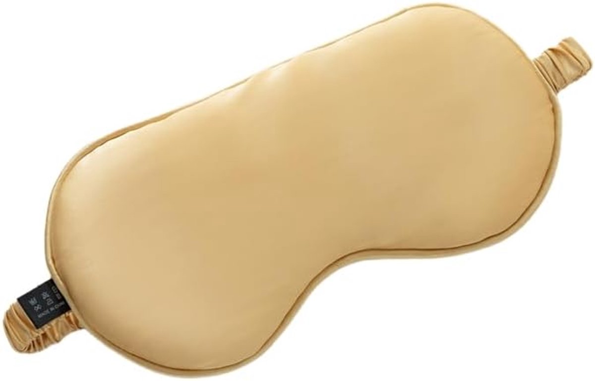 100% moerbeizijde, slaapmasker, effen zijden oogmasker, slaapmasker met elastieken, dubbelzijdige verduistering, zijdezachte oogklep voor reizen, kantoor, thuis, geel, 20,5 x 9,5 cm