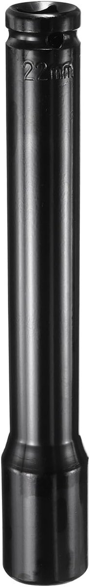 Diepe slagsleutel, 1/2 inch, vierkant, 22 mm, metrisch, 6-punten, 200 mm, extra lang, van koolstofstaal voor auto's, reparatie van moeren en bouten, zwart