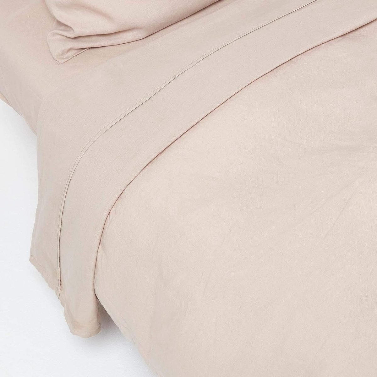 Luxe Zacht Linnen Platte Vel Plain Natuurlijke Geweven Linnen Sheet Natuurlijke Franse Vlasvezel Linnen & Pure 100% Katoenmix Crème, Dubbele Size