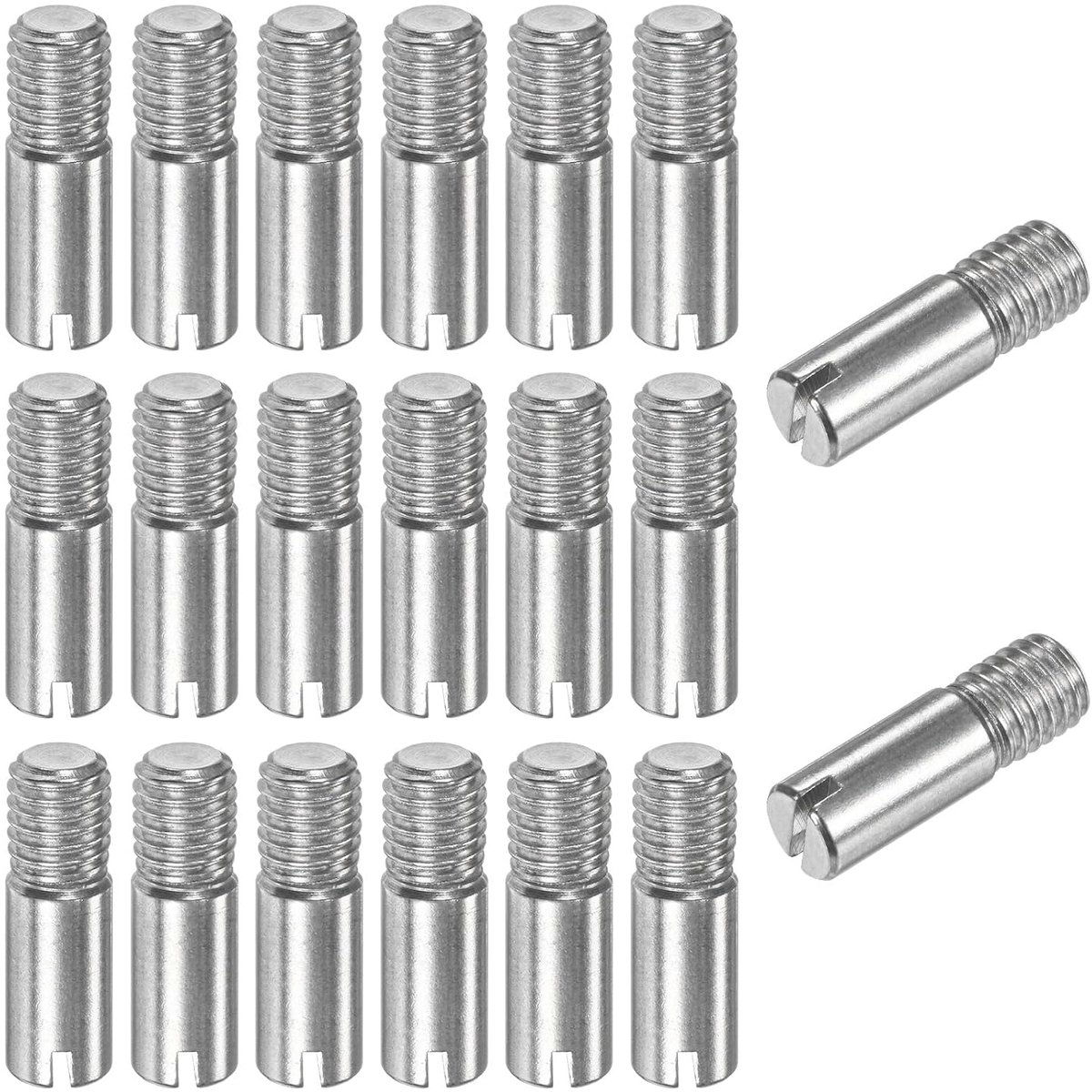 20 stuks 304 roestvrijstalen buitendraad cilinderstiften, Ø 8 x 25 mm, spantpennen, schroefdraadstiften, metalen stiften, bevestigingsstiften, voor meubels, knutselprojecten