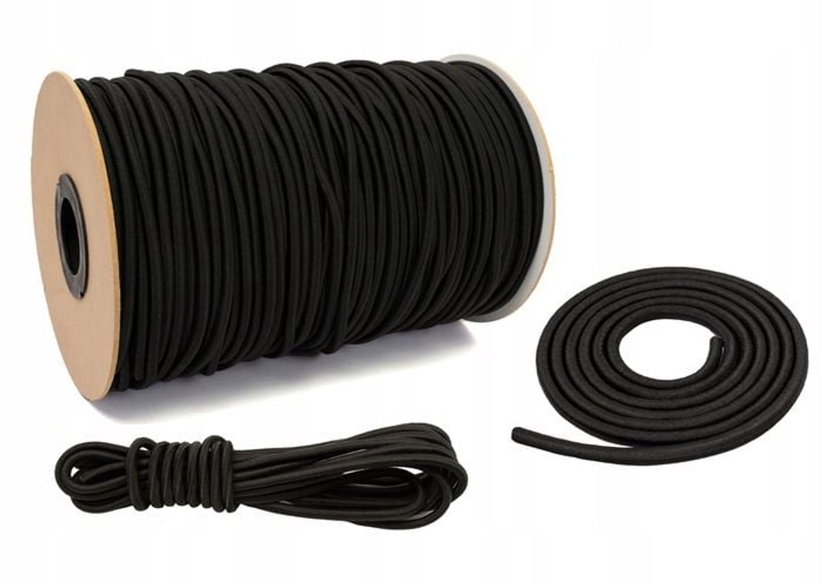 Elastische Gummikabel 4mm x 200m - Voor Spandoeken, Trailers & Zeilen
