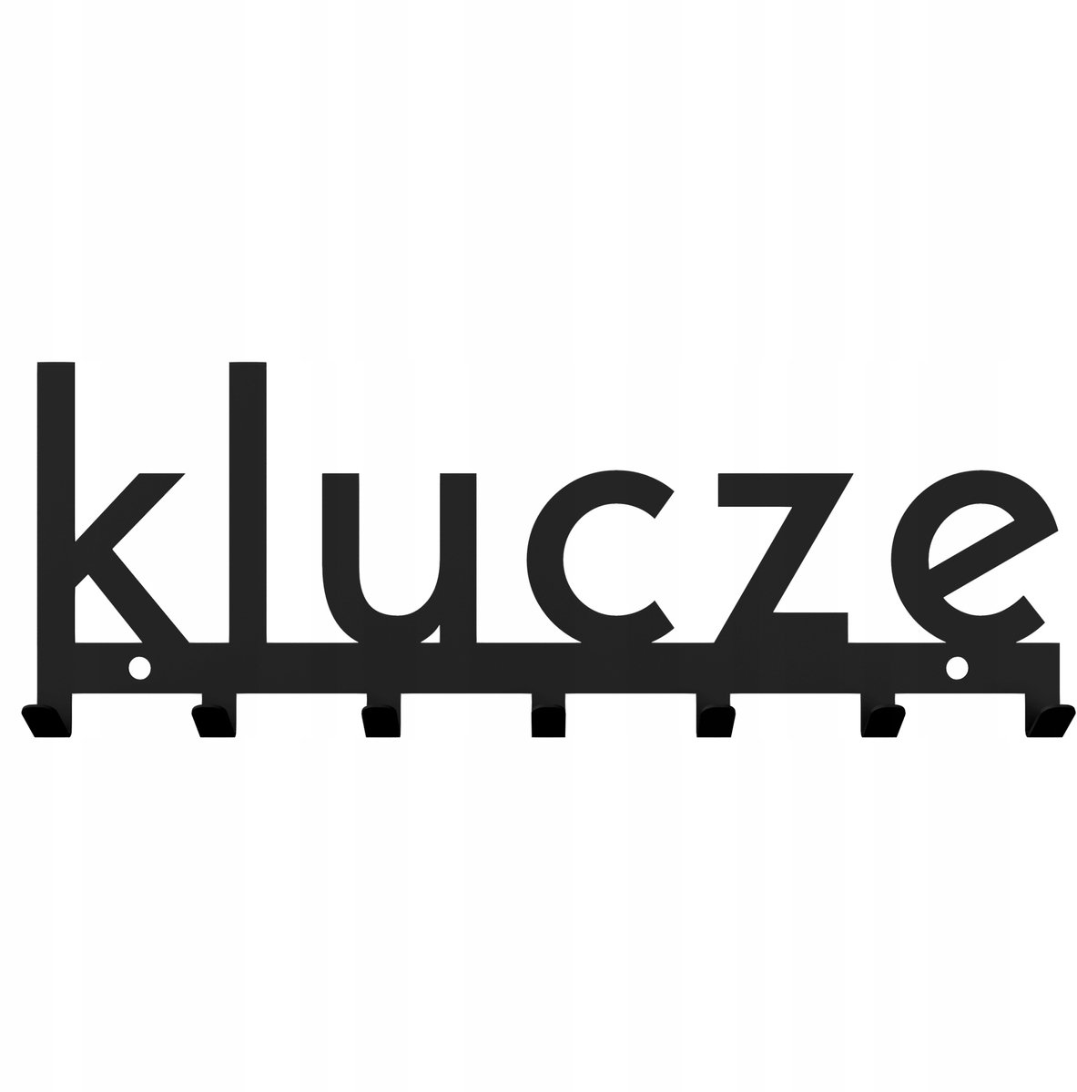 Zwart metalen wandsleutelhanger 'KEYS' met 7 haken