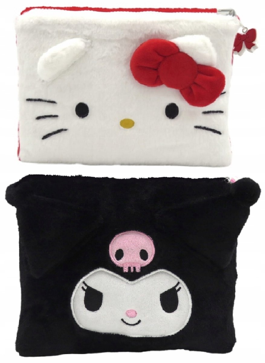Cyp Brands Hello Kitty - Dubbelzijdige Kosmetische Tas - Hello Kitty en Kuromi - Bontachtig Materiaal